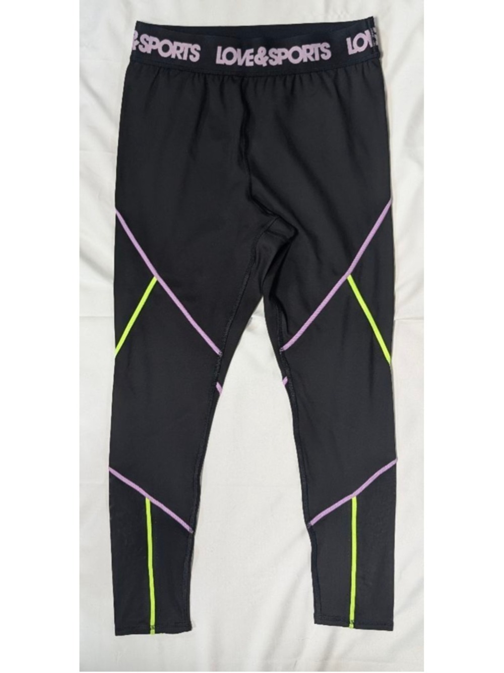 Love & Sports Black Cropped Leggings Mesh Panel Athletic Medium